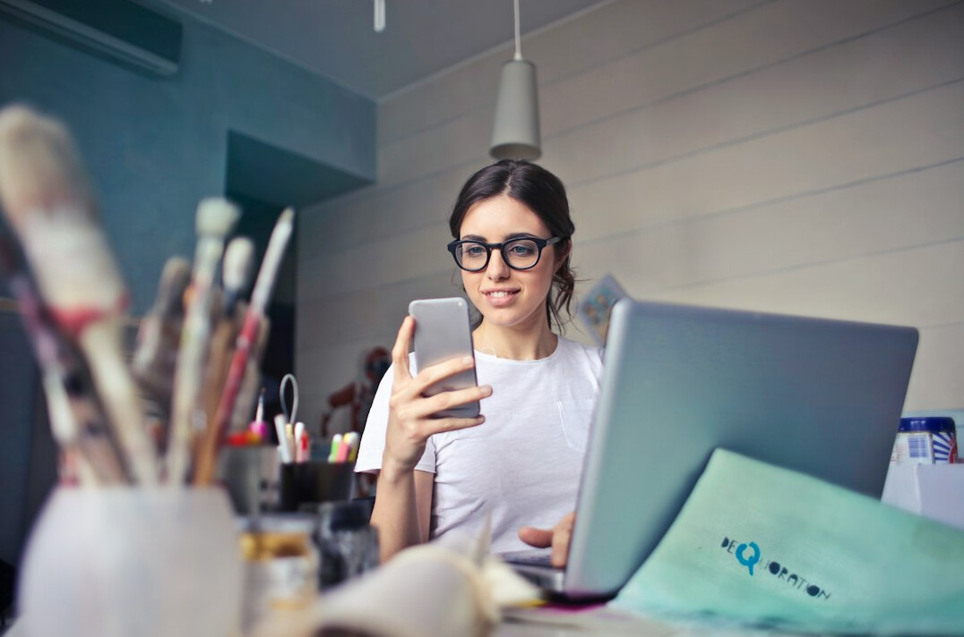 young person working remotely
