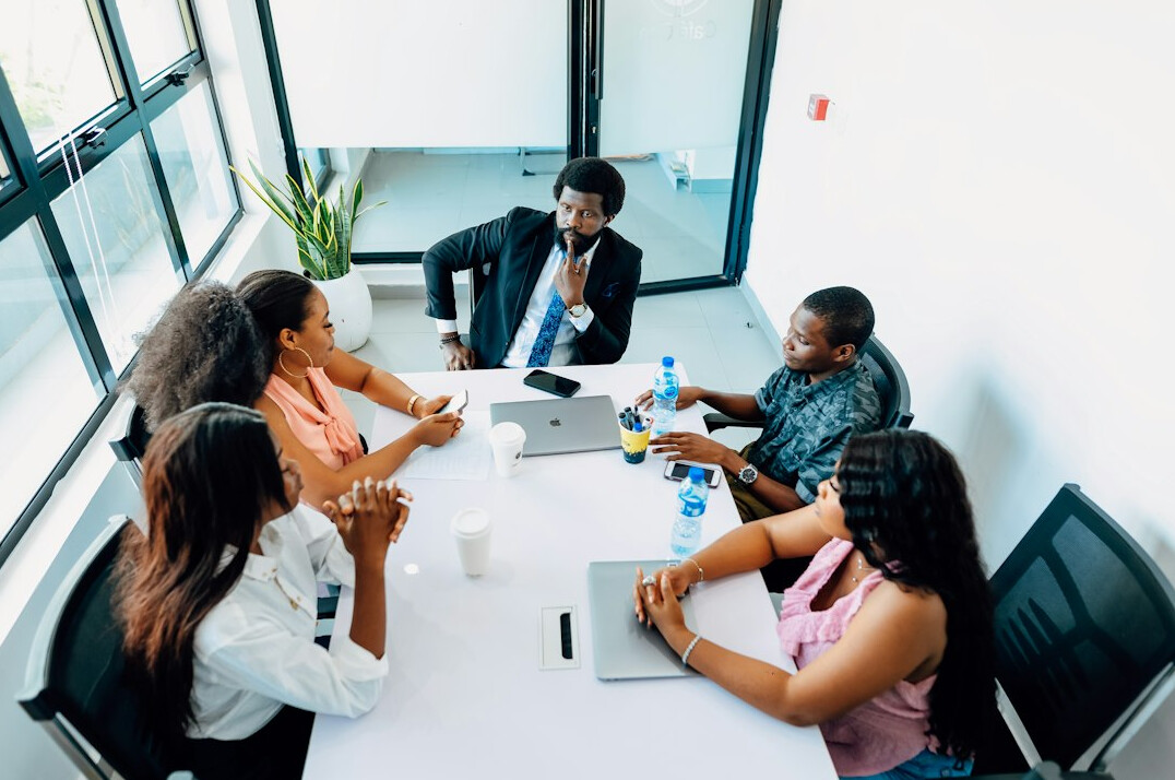 group discussion in meeting room