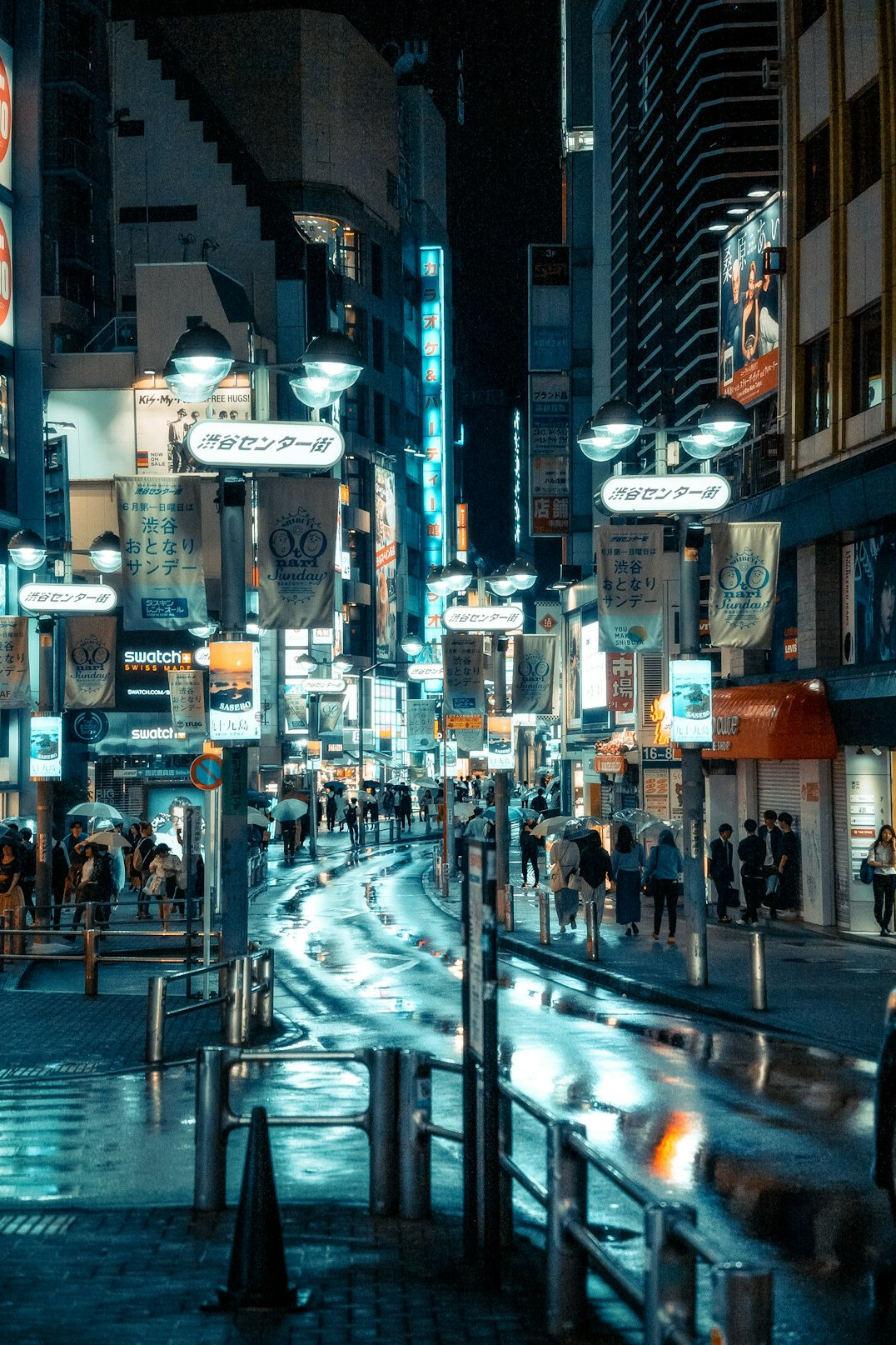city street with people